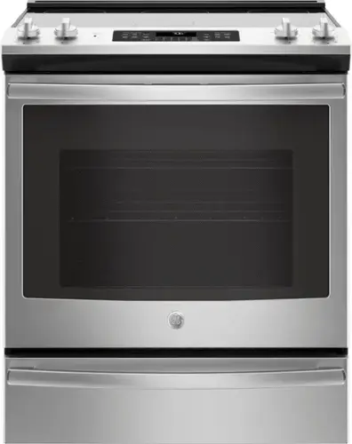 Front. GE - 5.3 Cu. Ft. Slide-In Electric Convection Range - Stainless Steel.