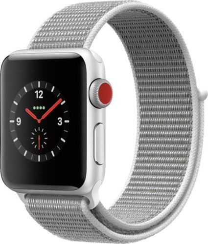  Apple Watch Series 3 (GPS + Cellular), 38mm Silver Aluminum Case with Seashell Sport Loop - Silver Aluminum