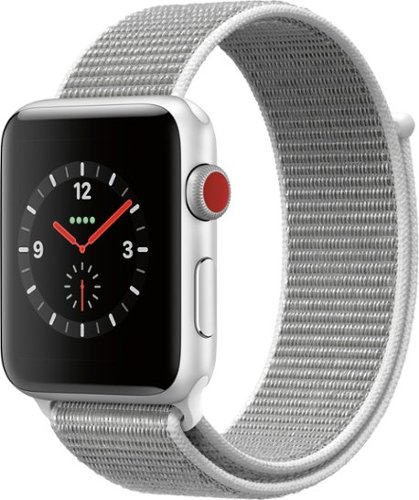  Apple Watch Series 3 (GPS + Cellular), 42mm Silver Aluminum Case with Seashell Sport Loop - Silver Aluminum