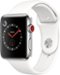 Apple Watch Series 3 (GPS + Cellular) 42mm Stainless Steel Case with Soft White Sport Band - Stainless Steel - (2017)-Angle_Standard