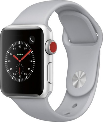 Apple Watch Series 3 (GPS + Cellular), 38mm Silver Aluminum Case with Fog Sport Band - Silver Aluminum (AT&T) - (2017)-Angle_Standard 