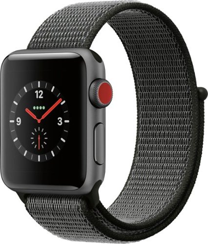 Apple Watch Series 3 (GPS + Cellular) 38mm Space Gray Aluminum Case with Dark Olive Sport Loop - Space Gray (AT&T) - (2017)-Angle_Standard 
