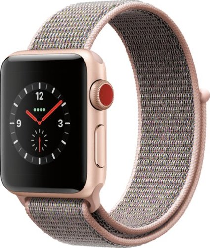 Apple Watch Series 3 (GPS + Cellular) 38mm Gold Aluminum Case with Pink Sand Sport Loop - Gold Aluminum (Verizon) - (2017)-Angle_Standard 