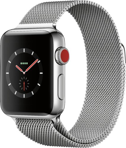 Apple Watch Series 3 (GPS + Cellular) 38mm Stainless Steel Case with Silver Milanese Loop - Stainless Steel (Verizon) - (2017)-Angle_Standard 