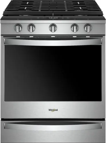 Front. Whirlpool - 5.8 Cu. Ft. Slide-In Gas Convection Range with Self-Cleaning with Air Fry with Connection - Fingerprint Resistant Stainless Steel.