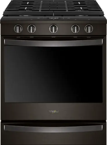 Front. Whirlpool - 5.8 Cu. Ft. Slide-In Gas Convection Range with Self-Cleaning with Air Fry with Connection - Black Stainless Steel.