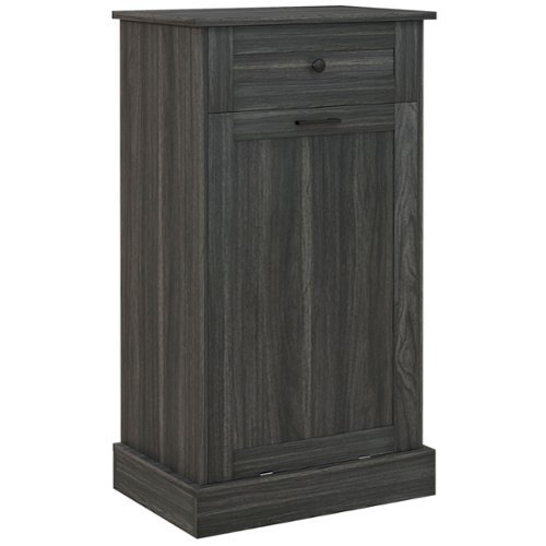  TinyHomie - HOMCOM Kitchen Tilt Out Trash Bin Cabinet Free Standing Recycling Cabinet Drawer Charcoal Gray