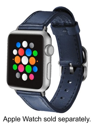 Platinum™ - Leather Watch Strap for Apple Watch™ 38mm - Navy Blue-Angle_Standard 