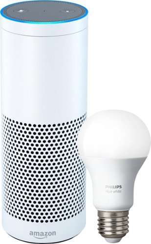  Amazon - Echo Plus (1st Generation) - Smart Speaker with Alexa &amp; Philips Hue Bulb - White
