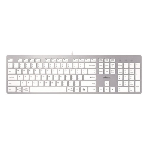 Adesso - AKB-730UW USB-C Multi OS Scissor Switch Keyboard With CoPilot AI Hotkey - Silver/White-Front_Standard 