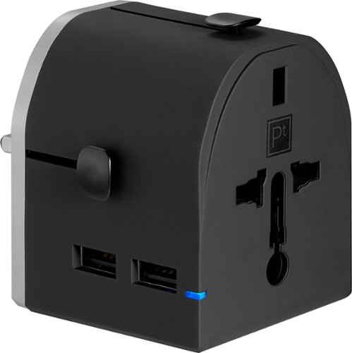 Platinum™ - All-in-One Travel Adapter with 2 USB Ports - Black