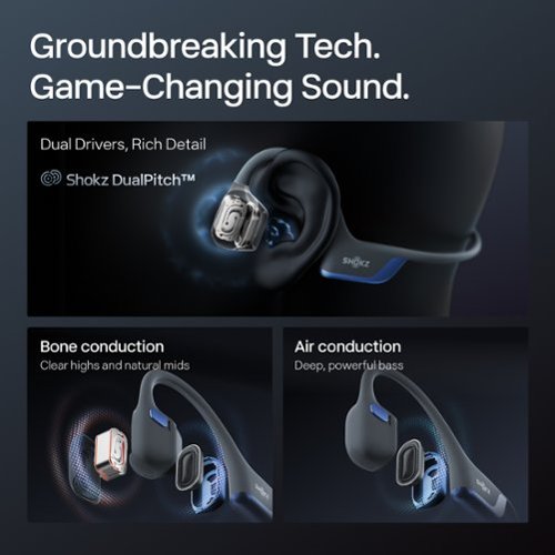 Shokz OpenRun Pro 2 Wireless Bone Conduction Open-Ear Bluetooth Sports Headphones - Steel Blue GLOBAL SHIPPING