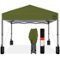 Best Choice Products - 10x10ft Easy Setup Pop Up Canopy w/ 1-Button Setup, Wheeled Case, 4 Weight Bags - Olive Green-Front_Standard