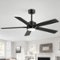 Breezary - 52" Modern Indoor Ceiling Fan with LED Light, 5 Reversible Plywood Blades, 6-Speed DC Motor, Remote, Timer, 5" Downrod - All Black-Front_Standard