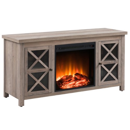 Camden&Wells - Portland Log Fireplace TV Stand for Most TVs up to 55" - Oak