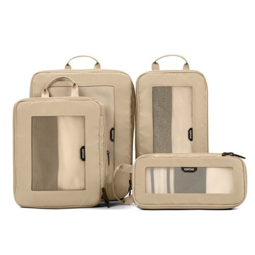 Epicka - TripCozy Compression Packing Cubes - 4 Set Durable Travel organizer Bags with Mesh Top for Carry on (Kahki) - Khaki-Front_Standard 