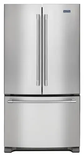 Front. Maytag - 36 in. wide 20 cu. ft. French Door Refrigerator with PowerCold Feature - Stainless steel.