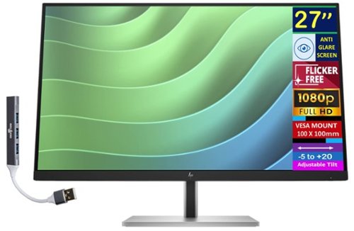 HP - 27" FHD IPS Monitor, Anti-Glare, Flicker Free, 300nits Brightness, VESA Mount, HDMI & DKZ Hub, Color - Black/Silver-Front_Standard 
