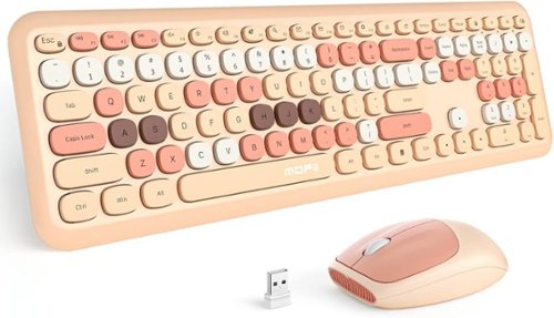 SaharaCase - Wireless Keyboard and Mouse Combo with Flush Keys - Beige-Front_Standard 