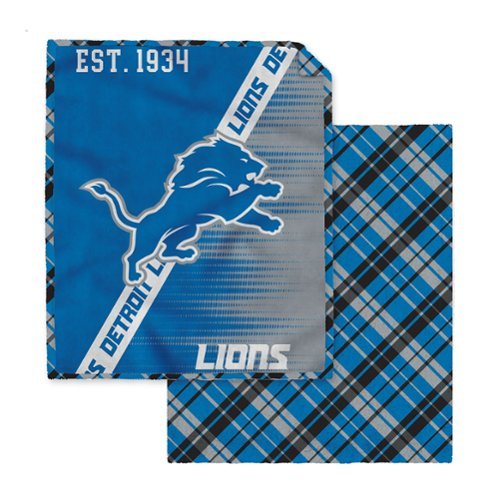 Pegasus - Detroit Lions 60" x 80" Digital Dash Two-Sided Checkered Ultra Cozy Sherpa Blanket - Multicolor-Front_Standard 