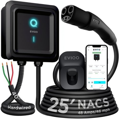 EVIQO - Level 2 EV Charger Hardwired - NACS EVSE Compatible with Tesla - 48 Amp EV Charger Level 2 w/NACS, 240V, 25' - NACS, Hardwired 48 Amps-Front_Standard 