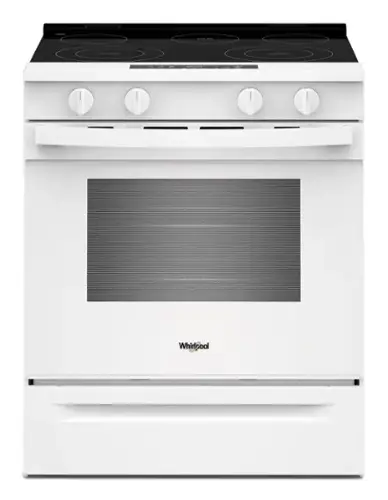 Front. Whirlpool - 30 in. Wide 5 elements 5.3 cu. ft. Slide-In Electric Range with No Preheat and Slow Cook Modes - White.