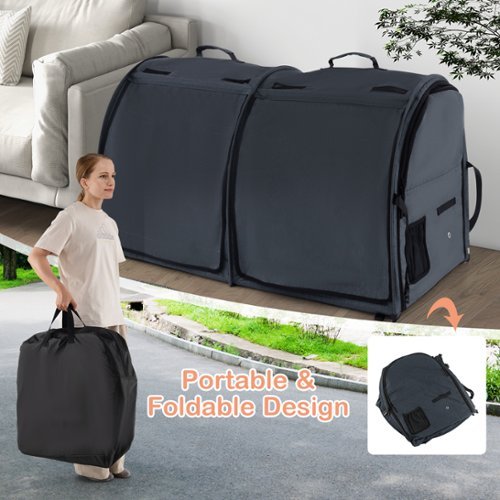Costway Portable Pet Carrier Kennel Cat Dog Crate Twin Compartments w/ Mats Litter Box - Black HOW TO BUY