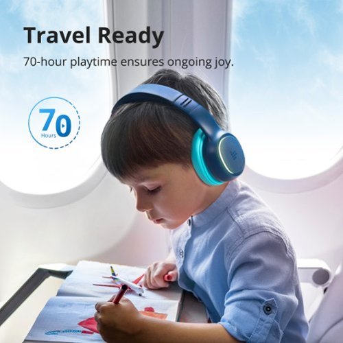Tronsmart KH03 Active Noise Cancelling Wireless Headphones w/ 74/85/93dB Safe Volume, LED Lights, 70H Playtime for School Travel - Navy Blue BUY IN UK