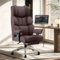 KERDOM - Large PU Leather Office Desk Chair Gaming Chair with Footrest, Wide Seat Ergonomic Comfy Executive High Back Reclining - Coffee-Front_Standard