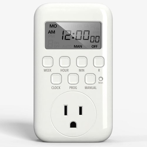 BN-LINK - Digital Timer Outlet, 7-Day Programmable Heavy-Duty Timer, 3-Prong Grounded, Indoor Use - White-Front_Standard 