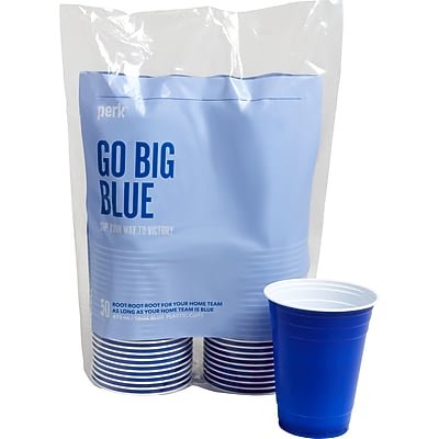 Perk - Plastic Cold Cup, 16 Oz., 50/Pack - Blue