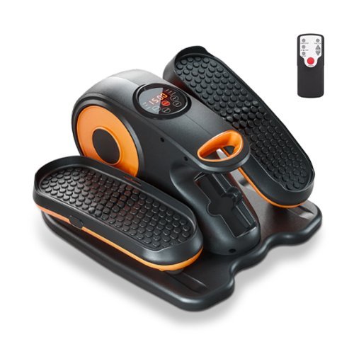 KERDOM - Under Desk Elliptical Machine, Quiet Electric Seated Pedal Leg Exerciser for Seniors, Forward & Reverse, Manual & Auto - Orange-Front_Standard 