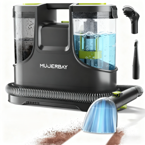 Mujerbay - Upholstery Carpet Cleaner, MUJERBAY® 15Kpa Portable Spot and Stain Cleaner - Green-Front_Standard 