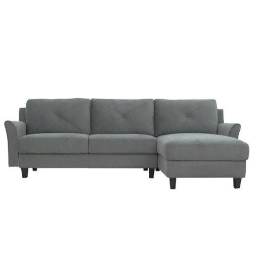 Lifestyle Solutions - Hartford Three Seat Sectional Sofa Upholstered Microfiber Fabric Curved Arms - Dark Grey-Front_Standard 