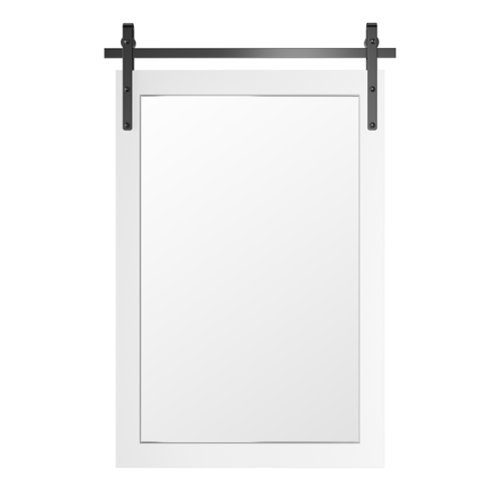 LOVMOR - Farmhouse 24 in. W x 36 in. H Rectangle Framed Wall Bathroom Vanity Mirror Accent Mirror in White - White