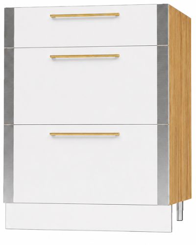 AGA - 30" One 1/4 Drawer Two 3/8 Drawer Cabinet Base - Oak - White