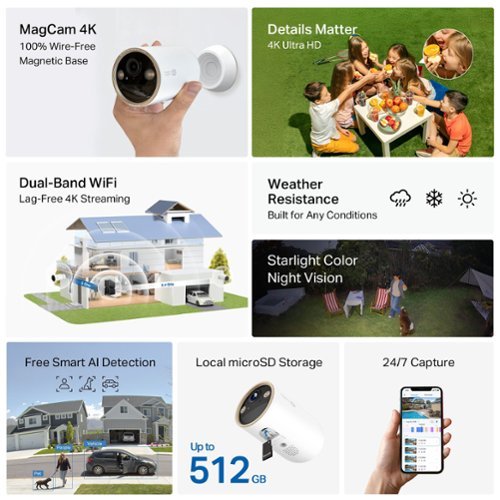 TP-Link Tapo Wireless Indoor/Outdoor 4K Security Cameras with up to 200 days of Battery Life, No Monthly Fees, Smart AI (3-pack) - White GLOBAL SHIPPING