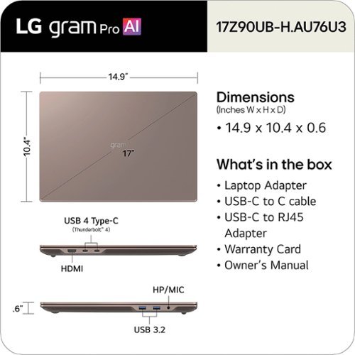 LG gram Max 17 Touch-Screen Laptop WQXGA Intel Core Ultra 7 Processor 355 with 32GB RAM - 1TB SSD - Matte Bronze BUY IN QATAR