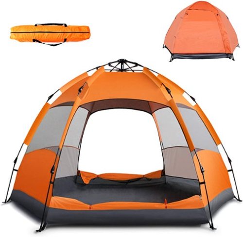 Glarewheel - Instant Pop Up Tent 4 Person - Orange-Front_Standard 