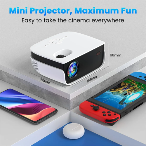 Mini Proiettore Portatile Full HD 1080P Con Bluetooth 5.2 – Zoom 50-100%, Compatibile Con Smartphone, TV Stick E Laptop, Ideale Per Home Cinema