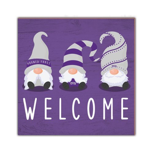 Fan Creations - TCU Horned Frogs 10'' x 10'' Welcome Gnomes Sign - Multicolor-Front_Standard 