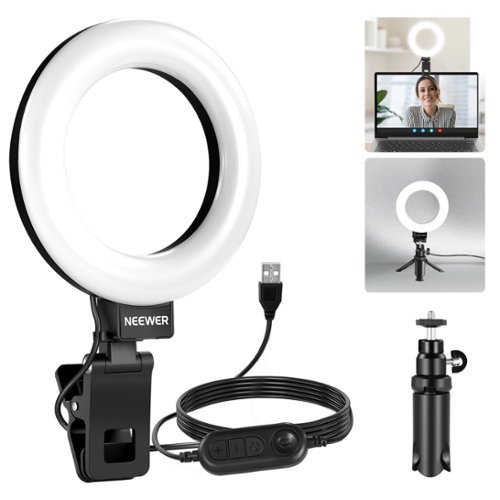 Neewer - Basic 5" Ring Light for Video Conferencing, Clip-On Desk Light with Tripod for Monitor/Laptop Zoom Calls-Front_Standard 