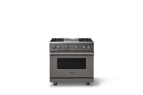 Viking - 36"W. Pro5S 5.1 Cu. Ft. Freestanding Sealed 4 Burner LP Gas Convection Range w. Griddle - Damascus Gray - Damascus Gray