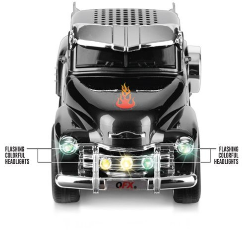 QFX Retro Classic Truck Portable Bluetooth Speaker with Bass Radiator and LED Lights - Black WORLDWIDE DELIVERY