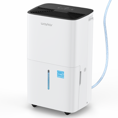 Waykar - 150 Pint Dehumidifier with Bucket & Pump and Auto Defrost 7,000 Sq. Ft. Energy Star for Bedroom and Basement - White-Front_Standard 