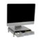 Mind Reader - Monitor Stand, Laptop Riser, Desktop Organizer, Storage Drawer, Office, Plastic, 13.5"L x 13"W x 4"H - Silver-Front_Standard