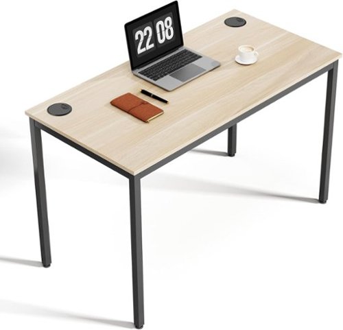 Eureka Ergonomic - 47" Home Office Computer Desk - Modern Wood & Metal Writing Workstation - Walnut & Black-Front_Standard 