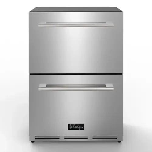 Front. FC Design - Fc Design 24 Inch Stainless Steel Indoor Outdoor Refrigerator Drawer, Built-in Beverage Refrigerator - Silver.