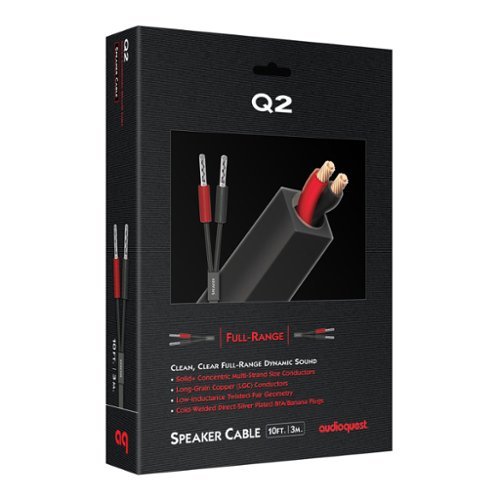AudioQuest Q2 10' Full-Range Speaker Cable with SureGrip 100 Banana > Banana Connectors - Pair - Black WORLDWIDE DELIVERY