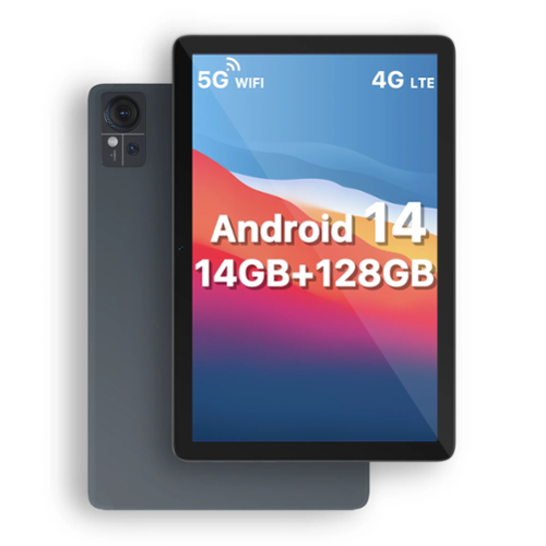 Qukenk - Newest Android 14 Tablet 10.1 Inch, 2026 Tablets Octa-Core 2.0GHz, 128GB ROM+14GB RAM+512GB Expandable, Android Tablet - Gray-Front_Standard 